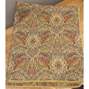 Waverly Yellow Paisley Jacquard Throw Quilt Lap Boho Chic Reversable 60x50" Gold